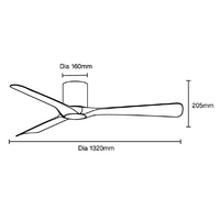 Fresno DC Close to Ceiling 3 ABS Blade 1320mm Hugger WIFI & Remote Control Ceiling Fan Matt White