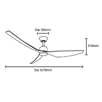 Genoa DC 1270mm 3 ABS Blade WIFI & Remote Control Ceiling Fan Only Matt Black