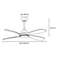 Hampton DC 1320mm 4 ABS Blade WIFI & Remote Control Ceiling Fan with Variable Dim 18w CCT LED Light Matt White/Oak