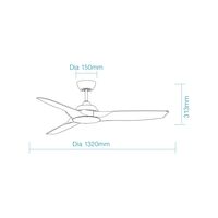 Impact DC 1320mm 3 ABS Blade WIFI & Remote Control Ceiling Fan Only Matt White