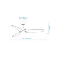 Impact DC 1320mm 3 ABS Blade WIFI & Remote Control Ceiling Fan with Variable Dim 20w CCT LED Light Matt Black