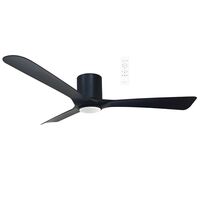 Fresno DC Close to Ceiling 3 ABS Blade 1320mm Hugger WIFI & Remote Control Ceiling Fan with Variable Dim 16w CCT LED Light Matt Black