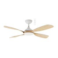 Hampton DC 1320mm 4 ABS Blade WIFI & Remote Control Ceiling Fan Only Matt White/Oak