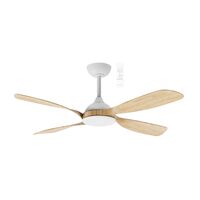 Hampton DC 1320mm 4 ABS Blade WIFI & Remote Control Ceiling Fan Only Matt White/Oak