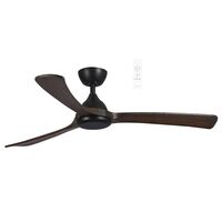 Norfolk DC 1220mm 3 Timber Blade  WIFI & Remote Control Ceiling Fan Only Matt Black/Walnut