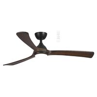 Norfolk DC 1480mm 3 Timber Blade WIFI & Remote Control Ceiling Fan with Variable Dim 18w CCT LED Light  Matt Black/Walnut