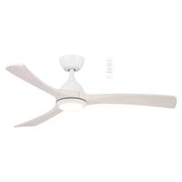 Norfolk DC 1480mm 3 Timber Blade WIFI & Remote Control Ceiling Fan with Variable Dim 18w CCT LED Light  Matt White/Whitewash