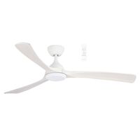 Norfolk DC 1480mm 3 Timber Blade WIFI & Remote Control Ceiling Fan Only Matt White/Whitewash