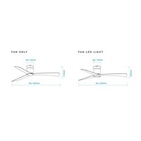 Metro DC Close to Ceiling 3 ABS Blade 1320mm Hugger  WIFI & Remote Control Ceiling Fan White/Oak