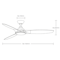 Newport DC 1420mm 3 ABS Blade WIFI & Remote Control Ceiling Fan Only Matt White