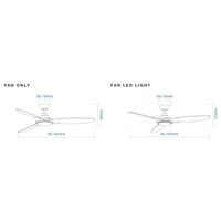 Newport 1420mm 3 ABS Blade DC Remote Control Ceiling Fan Only Matt Black/Matt Black