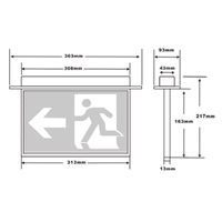 Slim Recessed Emergency Sign Black