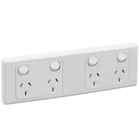 2000 Series, Quad Switch Socket Outlet, 2 Gang, Grid Plate and Surround
White Electric