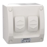 Weathershield
Switch
2-Gang, 16AX, 250VAC, IP66 | Resistant Grey