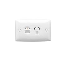 Standard Series, Single Switch Socket Outlet, 250V, 15A, Standard Size, 1 Pole, Safety Shutter
White Electric