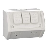 Weathershield
Twin Socket with Extra Switch
Twin, Extra 10A, 250VAC, IP54 | Resistant Grey
