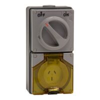 Clipsal - 56 Series, Switched Socket Outlet, 250V, 15A, 3 Flat PIN, IP66, 1 Pole
Chemical Grey