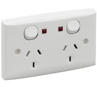 Standard Series, Twin Switch Socket Outlet, 250V, 10A, Standard Size, Indicator
White Electric
