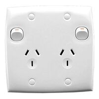 Standard Series, Twin Switch Socket Outlet, 250V, 10A, Large Size, Vertical, Two Piece Base
White Electric