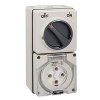 Clipsal - 56 Series, Switched Socket Outlet, 500V, 40A, 4 Round PIN, IP66, 3 Pole, 40A
Grey