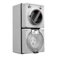 Clipsal - 56 Series, Switched Socket Outlet, 250V, 15A, 3 Flat PIN, IP66, 2 Pole
Grey