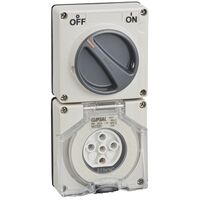 Clipsal - 56 Series, Switched Socket, Surface IP66 5 PIN 20A Less Enclosure
Grey