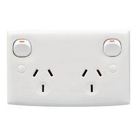 Standard Series, Twin Switch Socket Outlet, 250V, 10A, Standard Size, 2 Pole
White Electric