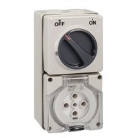 Clipsal - 56 Series, Switched Socket Outlet, 500V, 50A, 5 Round PIN, IP66, 3 Pole, Surface Mount
Chemical Grey