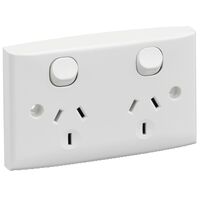 Standard Series, Twin Switch Socket Outlet, 250V, 10A, Standard Size, Safety Shutter
White Electric
