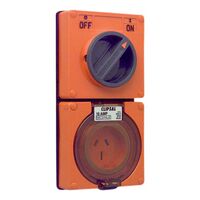 Clipsal - 56 Series, Switched Socket, Surface IP66 3 PIN 15A Less Enclosure
Grey