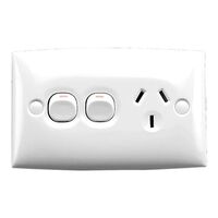 Standard Series, Single Switch Socket Outlet 250V 10A, Standard Size, 2 Pole, Removable Ex Switch
White Electric