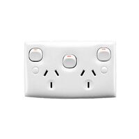 Standard Series, Twin Switch Socket Outlet, 250V, 10A, Standard Size, Removable Extra Switch
White Electric