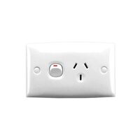 Standard Series, Single Switch Socket Outlet, 250V, 10A, Standard Size, 2 Pole
White Electric