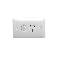 Standard Series, Single Switch Socket Outlet, 250V, 15A, Standard Size, 2 Pole
White Electric