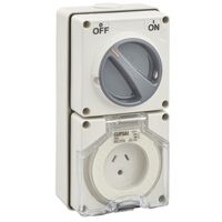 Clipsal - 56 Series, Switched Socket Outlet, 250V, 10A, 2 Flat and Round Earth PIN, IP66, 1 Pole
Chemical Grey