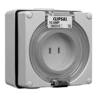 Clipsal - 56 Series, Surface Socket, IP66, 110V 10A - 2 ParAllel Flat Pins
Grey