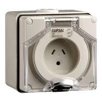 Clipsal - 56 Series, Surface Socket, IP66, 250V 10A - 2 Flat Pins and Round Earth
Chemical Grey