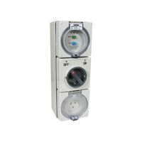 Clipsal - 56 Series, RCD Protected Switched Socket Outlet, 250V 10A, 3 Flat PIN IP66, 1 Pole, 30mA RCD
Grey