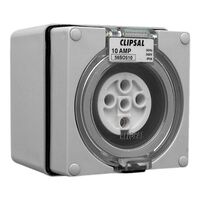 Clipsal - 56 Series, Surface Socket, IP66, 500V 10A - 5 Round Pins
Grey