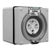 Clipsal - 56 Series, Surface Socket, IP66, 500V 10A - 4 Round Pins
Grey