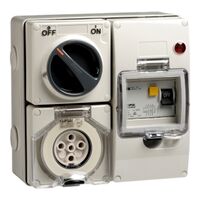 Clipsal - 56 Series, RCD Protected Switched Socket Outlet, 500V 10A 5 Round PIN IP66, 3 Pole, 30mA RCD
Grey