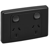 2000 Series, Twin Switch Socket Outlet, 250V, 10A, 2 Pole - Black