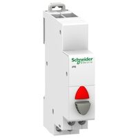 Acti9, 1NC single push-button grey - indicator light red 12-48Vac/dc, 1NC grey, indicator light red 12-48Vac/dc