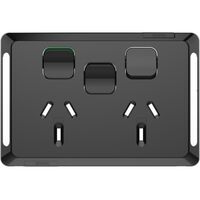 Pro Series, Twin Power Point Skin, Horizontal Mount, 1ExBlank, 10A, 250V, Clip-On - Black