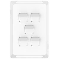 Pro Series, Switch Plate Skin, 5 Gang, Horizontal/Vertical Mount, Clip-On - Extra Vivid White