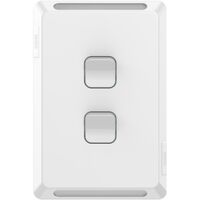 Pro Series, Flush Switch, Vertical Mount, 2 Gang, 1-Way/2-Way, 230/240V 20A, /16AX - Extra Vivid White
