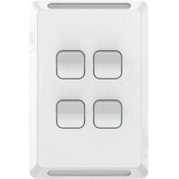 Pro Series, Flush Switch, Vertical Mount, 4 Gang, 1-Way/2-Way, 230/240V 20A, /16AX - Extra Vivid White
