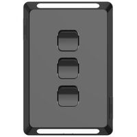 Pro Series, Switch Plate Skin, 3 Gang, Horizontal/Vertical Mount, Clip-On - Black