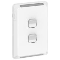 Pro Series, Switch, Vertical 2 Gang, 1/2 Way 20A, /16AX 230/240V, IP44 - Extra Vivid White