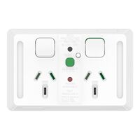Pro Series, Twin Power Point, Horizontal Mount, 30mA RCD 10A, 250V - Extra Vivid White